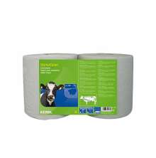 Tv cylinderformade juverduksrullar med grn etikett med en ko p