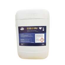 Vit plastdunk med etikett med text GS Gold spenspray