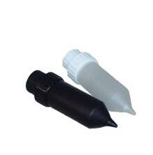 Tv spenar, en svart och en transparent, till en helosanbomb