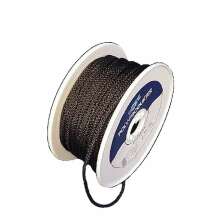 Mrk avtagaralina ihoprullad p en vit plastrulle