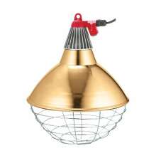 Vrmearmatur med guldfrgad reflektor och skyddsgaller fr djurhllning