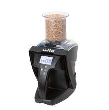 Wile 200 spannmlsmtare med upplyst display och genomskinlig behllare fylld med spannml fr mtning av fukthalt och hektolitervikt