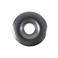 Frsnkt metallbricka med runt hl i mitten, avsedd fr montering