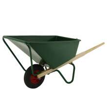 Grn skottkrra Ekeby 160 liter med plastkorg, trhandtag och kraftigt hjul, slitstark modell fr trdgrd och lantbruk