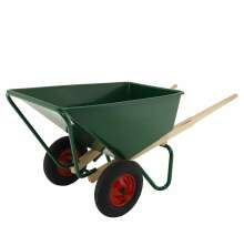 Grn skottkrra Ekeby 160 liter med plastkorg och tv hjul, stabil modell fr tunga transporter i trdgrd och lantbruk