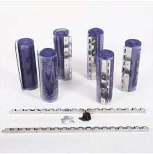 Kldrid i transparent PVC med fstskenor och monteringssats, rullar med metallbeslag fr montering i drrppning