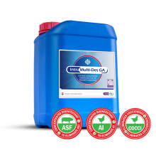 Intra Multi-Des GA desinfektionsmedel i 10 L dunk  hgkoncentrerad lsning som eliminerar ASF, AI och coccidios, idealisk fr lantbruk och djurstallar.