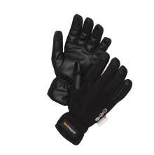 Svarta vinterhandskar fr�n Worksafe med greppv�nlig, m�nstrad insida och varm fodring, visade ovanifr�n och underifr�n.