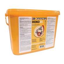 HOKOEX 5 kg fluglarvmedel i orange plastdunk f�r stall och djurh�llning.