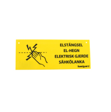 Varningsskylt elst�ngsel med symbol f�r elektrisk fara och text p� flera spr�k